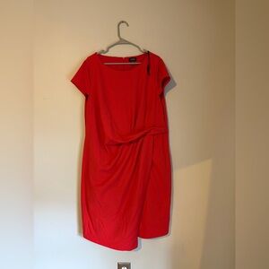 Red Cinch Waist Business Dress